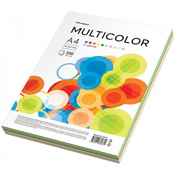 Бумага цветная OfficeSpace "Multicolor", А4, 80г/м², 200л., (10 цветов) MC_38237