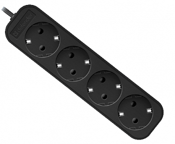 Удлинитель с заземлением Defender M450 5.0 м, 4 розетки, черный