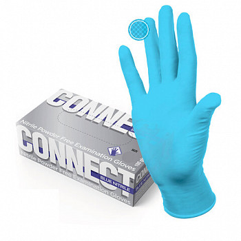 Перчатки смотровые нитриловые CONNECT NITRILE, голубые, 100 пар, размер L (большие)
