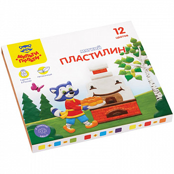 Пластилин Мульти-Пульти "Енот в сказке", 12 цветов, 144г, со стеком, картон, МП_41711