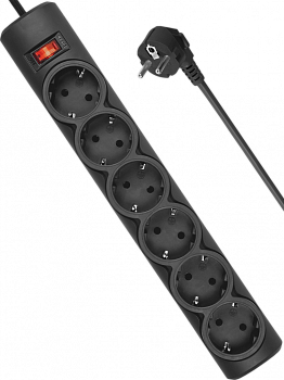 Сетевой фильтр Defender DFS 155 5 м, черный, 6 розеток [99496]