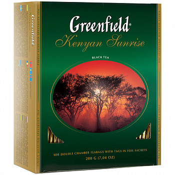 Чай Greenfield "Kenyan Sunrise", черный, 100 фольг. пакетиков по 2г, 0600-09