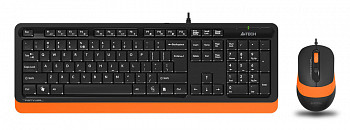 Набор проводной клавиатура + мышь A4 Fstyler F1010, USB, черный+оранжевый