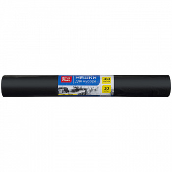 Мешки для мусора 180л OfficeClean ПВД, 88*106см, 30мкм, 10шт., черные, в рулоне