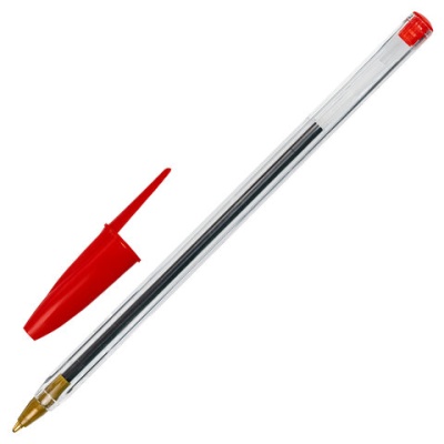 Ручка шариковая STAFF "Basic BP-01", письмо 750 м, КРАСНАЯ, длина корпуса 14 см, узел 1 мм, 143738