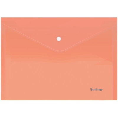 Папка-конверт на кнопке Berlingo "Starlight", А4, 180мкм, прозрачная оранжевая AKk_04116