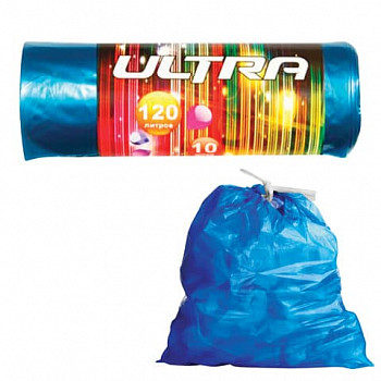 Мешки для мусора 120 л, 10 шт., ПВД, 30 мкм, 70х110 см, КОНЦЕПЦИЯ БЫТА "Ultra", 1725