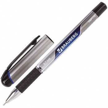 Ручка шариковая масляная с грипом BRAUBERG "Signature", СИНЯЯ, 0,7 мм, 142688