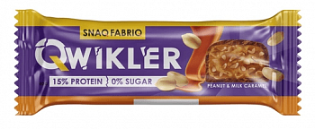 Батончик глазированый SNAQ FABRIQ "QWIKLER" Мягкий Грильяж с арахисом, 40 г