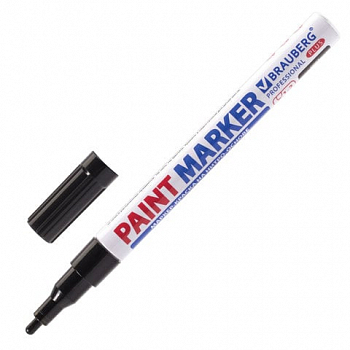 Маркер-краска лаковый 2 мм, ЧЕРНЫЙ, НИТРО-ОСНОВА, BRAUBERG PROFESSIONAL PLUS, 151439