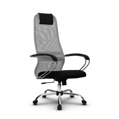 Кресло Метта BK-8, светло-серый/черный, хром (SU-B-8/подл.131/осн.003)