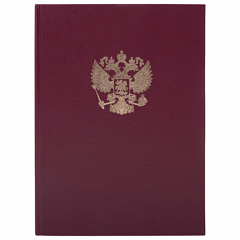 Книга учета 96 л., клетка, твердая, бумвинил, офсет, герб, А4, BRAUBERG, бордовая, 130276