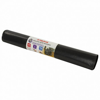 Мешки для мусора 240 л черные, 5 шт. ПВД 80 мкм, 90х140 см, LAIMA, 605339