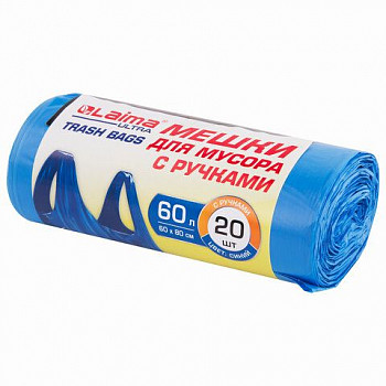 Мешки для мусора LAIMA ULTRA 60 л, 20 шт., ПНД 15 мкм, 60х80 см, 607691