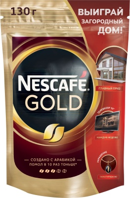 Кофе растворимый NESCAFE "Gold", сублимированный, 130г, пакет