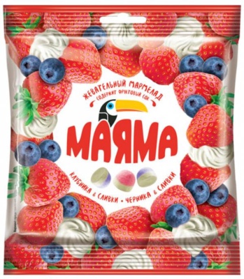 Мармелад жевательный «Маяма» со вкусом клубники и черники со сливками, 70 г