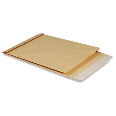 Конверт-пакет В4 плоский, 250х353 мм, из крафт-бумаги, с отрывной полосой, на 140 листов, 380090