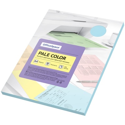 Бумага цветная OfficeSpace "Pale Color", А4, 80г/м², 100л., (голубой) PC_38231