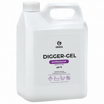 Средство для прочистки канализационных труб 5,3 кг GRASS DIGGER-GEL, гель, щелочное, 125206