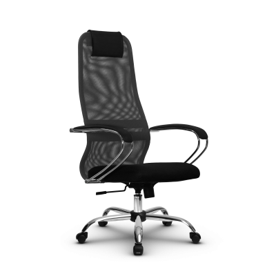 Кресло Метта BK-8, темно-серый/черный, хром (SU-B-8/подл.131/осн.003)