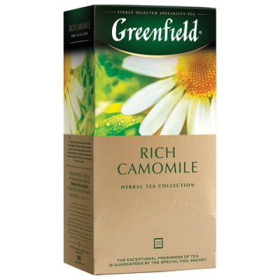Чай GREENFIELD "Rich Camomile", травяной с ромашкой, 25 пакетиков в конвертах по 1,5 г, 0432-10