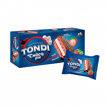 Пирожное «Tondi», choco Pie клубничный, 180 г