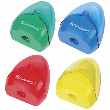 Точилка BRAUBERG BELL с контейнером, пластиковая, конусообразная, цвет корпуса ассорти, 226937