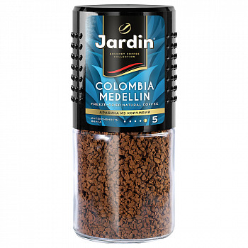 Кофе растворимый Jardin "Colombia Medellin", сублимированный, стеклянная банка, 95г ПОДАРОК