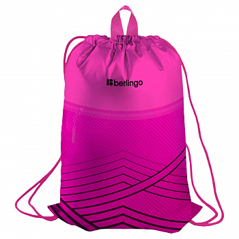 Мешок для обуви 1 отд. Berlingo "Pink geometry", 360*470мм, карман на молнии, MS230205