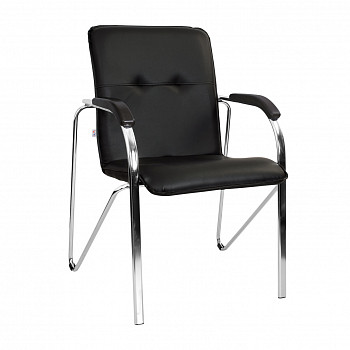 Стул Samba chrome (P50* V4 без коробки) кожзам, накладки из кожзама, черный