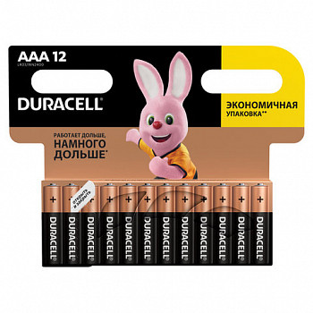 Батарейки DURACELL Basic, AAA (LR03, 24А), алкалиновые, 12 шт., в блистере