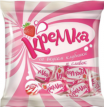 Карамель «Кремка» со вкусом клубники и сливок (упаковка 0,5 кг)