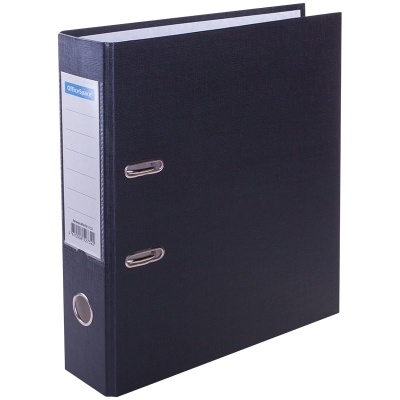 Папка-регистратор OfficeSpace, 70мм, бумвинил, с карманом на корешке, черная AFbv70-5-732 / 2521016