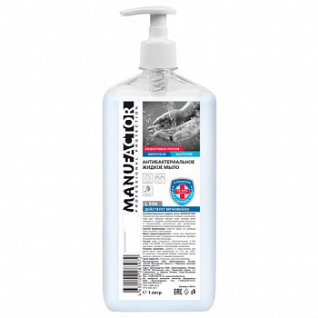 Мыло жидкое антибактериальное 1 л MANUFACTOR, с дозатором, L50610