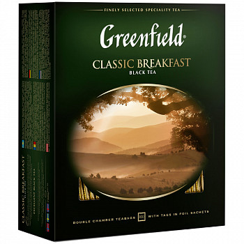 Чай Greenfield "Classic Breakfast", черный, 100 фольг. пакетиков по 2г 0582-09