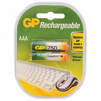 Аккумулятор GP (R3)-750mAh (2*Bl) (75AAAHC) (NiMH) (2/20) BGP02021 