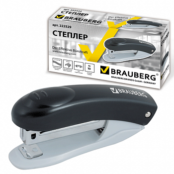 Степлер №10 BRAUBERG "Original", до 12 листов, с антистеплером, черный, 222529